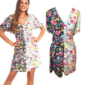 ASOS Petite Size 2 Contrast Floral Print Mini Dress Keyhole Back